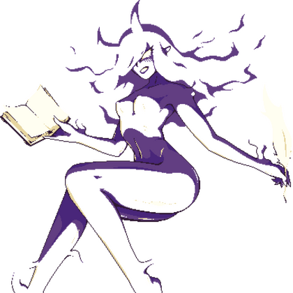 Profile picture of Sabrina Milagre as a shadowy figure with a mask and a quill pen